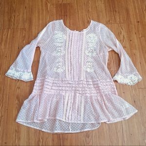 Free people pink lace tunic mini dress sz m